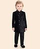 little desi Velvet Full Sleeves Mirror Work Detailed Sherwani Pyjama Set - Black