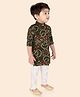 little desi Pure Cotton Full Sleeves Bandhani Designed Kurta Pyjama Set - Mehandi