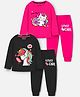 Trampoline Cotton Blend Knit Pack Of 2 Full Sleeves Unicorn & Cat Printed Coordinating Night Suit Set - Multi Colour