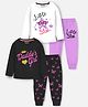Trampoline Cotton Blend Knit Pack Of 2 Full Sleeves Butterfly & Little Star Text Printed Night Suit Set - Multi Colour