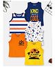 Trampoline Cotton Blend Pack Of 5 Sleeveless Beach Theme Printed & Striped Tees - Multi Colour