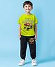 Trampoline Cotton Blend Half Sleeves Monster Truck Printed Tee & Joggers Set - Green & Black