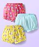 Babyhug 100% Cotton Bloomers With Stripes & Animal Prints Pack Of 3 - Dark Pink Yellow & Light Blue