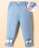 Mark & Mia Cotton Lycra Full Length Denim Jeans With Bow Applique - Light Blue