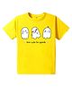 KAVEE Pure Cotton Half Sleeves Cute Monsters Printed Tee - Yellow