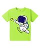 KAVEE Pure Cotton Half Sleeves Space Theme Printed Tee - Neon Green