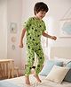Pine Kids Single Jersey Knit Half Sleeves Co-ords Night Suit With Dino Print - Green