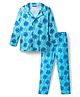 Pine Kids Single Jersey Knit Full Sleeves Co-ords Night suit With Tropical Theme Print - Light Blue