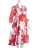Bella Mama Viscose Woven Three Fourth Sleeves Maternity Dress with Floral Print - Red