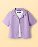 Pine Kids Cotton Woven Half Sleeves Solid Color Shirt Style Top with Inner Tee - Lavender