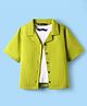 Pine Kids Cotton Woven Half Sleeves Solid Color Shirt Style Top with Inner T-Shirt - Limegreen