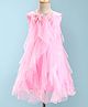 Enfance Sleeveless Floral Applique Ruffle Detailed Knee Length Dress - Pink
