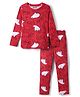 Pine Kids Single Jersey Knit Full Sleeves Co-Ord Night Suit With Polar Bear Print - Red