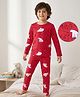 Pine Kids Single Jersey Knit Full Sleeves Co-Ord Night Suit With Polar Bear Print - Red