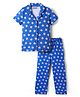 Pine Kids Single Jersey Knit Half Sleeves Co-Ord Night Suit With Floral Print - Blue