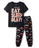 Pine Kids Single Jersey Knit Half Sleeves Night Suit with Text Print - Black