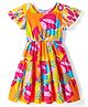 Pine Kids Cotton Knit Half Sleeves Frock With Floral Print - Multicolor