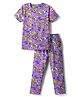 Pine Kids Single Jersey Knit Half Sleeves Co-ord Night Suit  with Chill & Relax Text Print - Purple