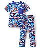 Pine Kids Single Jersey Knit Half Sleeves Co-ords Night Suit With Abstract Print - Royal Blue