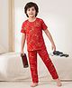 Pine Kids Single Jersey Knit Half Sleeves Night Suit  Co-ord  with Gaming Text Print - Red