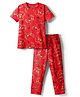 Pine Kids Single Jersey Knit Half Sleeves Night Suit  Co-ord  with Gaming Text Print - Red