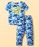Pine Kids Single Jersey Knit Half Sleeves Co-ords Night Suit With Beach Theme Print - Light Blue