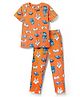 Pine Kids Single Jersey Knit Half Sleeves Co-ords Night Suit With Game Print - Orange