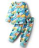 Babyhug Cotton Knit Full Sleeves Co-Ord Night Suit With Dino Print - Multicolor