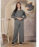 Zelena 100% Cotton Knit Full Sleeves Solid Maternity Top With Nursing Access & Pajama - Grey