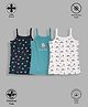 TRESNOVA Cotton Lycra Pack Of 3 Anti Microbial Finish & Advanced Ergonomic Armhole Technology Sleeveless Butterflies & Unicorns Printed Soft Camisoles - Navy Blue & White