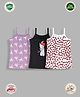 TRESNOVA Cotton Lycra Pack Of 3 Anti Microbial Finish & Advanced Ergonomic Armhole Technology Sleeveless Cats & Unicorns Printed Soft Camisoles - White Purple & Black