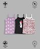 TRESNOVA Cotton Lycra Pack Of 3 Anti Microbial Finish & Advanced Ergonomic Armhole Technology Sleeveless Cats & Unicorns Printed Soft Camisoles - White Purple & Black