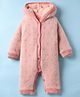 Yellow Apple Knit Full Sleeves Hooded Winter Wear Romper - Pink