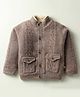 Yellow Apple Wool Knitted Full Sleeves Solid Front Open Sweater - Rust