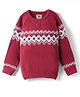 Yellow Apple Knit Full Raglan Sleeves Pullover Sweater with Chevron Design -Red