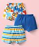 Babyhug 100% Cotton Above Knee Length Animal Printed & Striped Trunk Pack Of 3 - Blue Orange & Light Blue