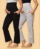 The Mom Store Cotton Pack Of 2 Solid Maternity Track Pants - Black & Grey