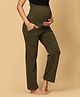 The Mom Store Cotton Solid Comfy Maternity Trackpants-Olive