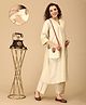The Mom Store Silk Three Fourth Sleeves Solid Maternity Kurta With Nursing Access & Salwar Set - Off White