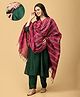 The Mom Store Silk Three Fourth Sleeves Solid Maternity Kurta With Nursing Access & Salwar With Floral Embroidered Dupatta Set - Green