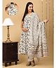 The Mom Store Cotton Sleeveless Floral Printed Maternity Kurta With Nursing Access & Pant With Dupatta Set - Multi Colour