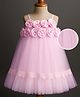 Enfance Sleeveless Rose Applique Detailed Knee Length Dress - Pink