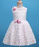 Enfance Sleeveless Floral Applique Detailed & Abstract Foil Printed Knee Length Dress - Off White
