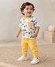 My Milestones Interlock Half Sleeves Vehicles & Sheep Printed Tee & Joggers Set - White & Yellow