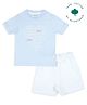 My Milestones Interlock Half Sleeves Heart Printed Tee & Shorts Set -  Blue & White