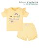 My Milestones Interlock Half Sleeves Be Cute Be Kind Text Printed Schiffli Lace Detailed Tee & Shorts Set - Yellow