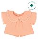 My Milestones Cotton Flutter Sleeves Lace Detailed Crop Top - Peach