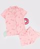 Pantaloons Junior Cotton Knit Half Sleeves Pandas Printed Coordinating Shirt & Shorts Set - Peach