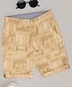Pantaloons Junior Cotton Spandex Britian Theme Printed Shorts - Beige
