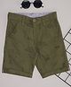 Pantaloons Junior Cotton Spandex Britian Theme Printed Shorts - Olive Green